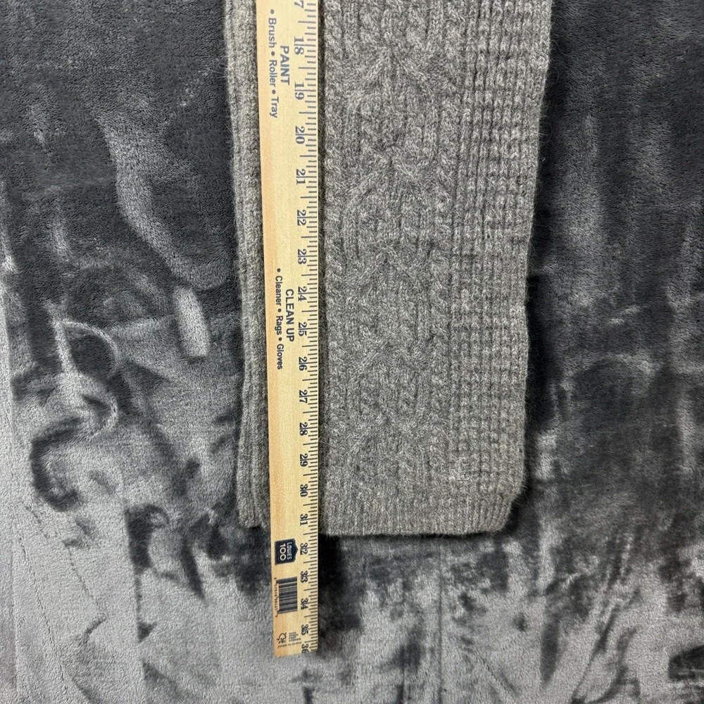 Lauren Ralph Lauren Scarf Womens OS Grey Lambswool Angora Cable Knit Embroidered